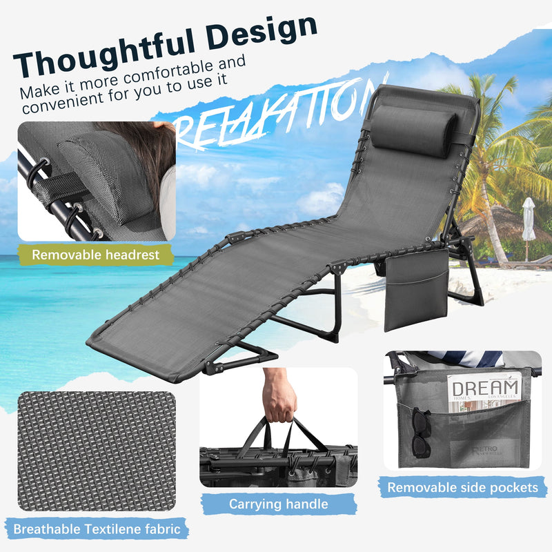 Homall Outdoor Lounge Chair Foldable Chair Adjustable Height Patio Lounge Chair,Suitable for Beach,Lawn and Pool