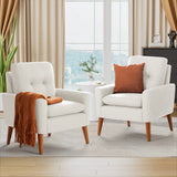 Homall Accent Chair Mid Century Modern Fabric Upholstered Tufted Armchair Wood Legs Lounge Chair for Living Room,Set of 2