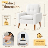 Homall Accent Chair Mid Century Modern Fabric Upholstered Tufted Armchair Wood Legs Lounge Chair for Living Room,Set of 2