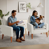 Homall Accent Chair Mid Century Modern Fabric Upholstered Tufted Armchair Wood Legs Lounge Chair for Living Room,Set of 2