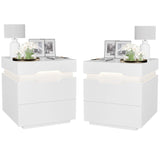 Homall Nightstand Drawers Led Bedside End Tale with Remote and Charging Ports