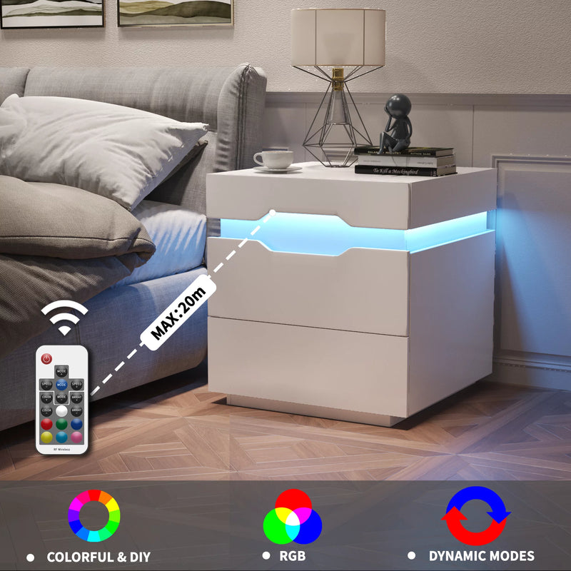 Homall Nightstand Led Bedside End Tale with Remote and Charging Ports