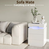 Homall Nightstand Drawers Led Bedside End Tale with Remote and Charging Ports