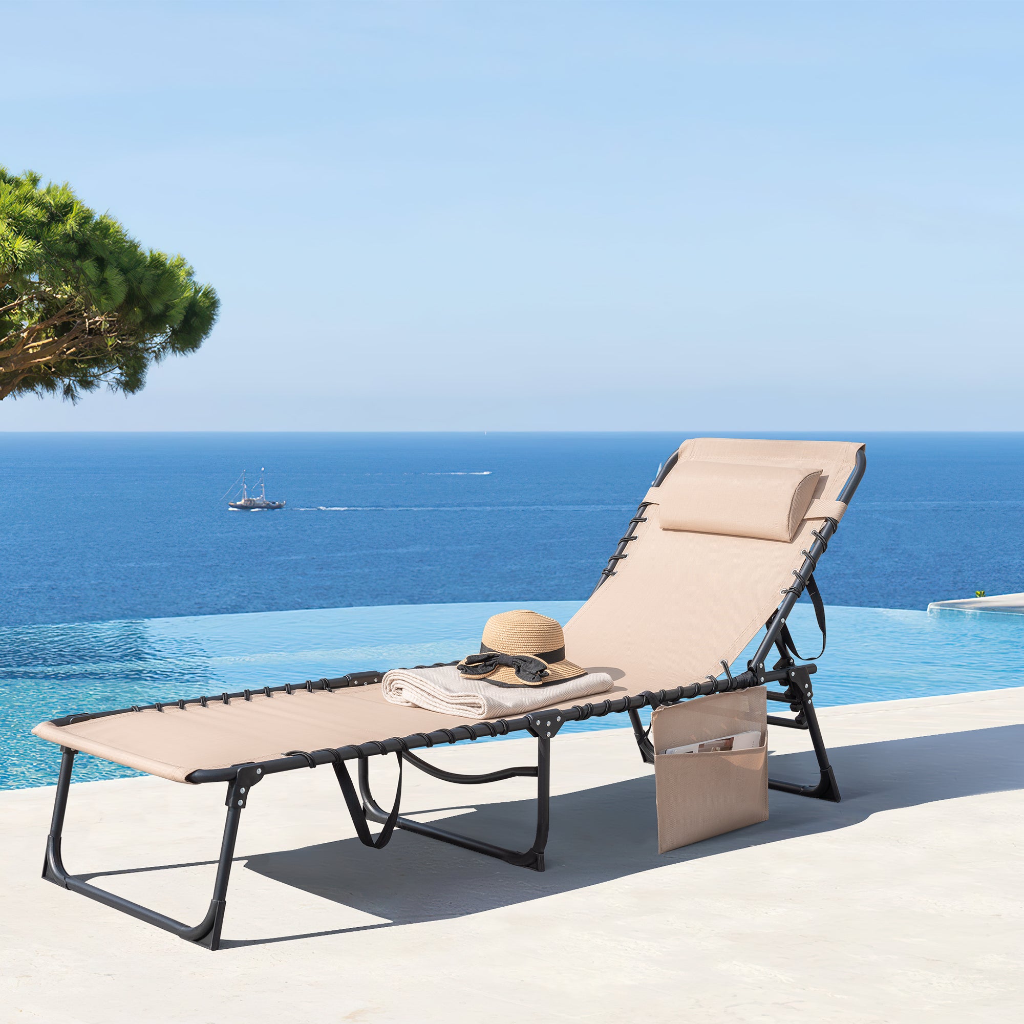 Homall Outdoor Lounge Chair Foldable Chair Adjustable Height Patio Lounge Chair,Suitable for Beach,Lawn and Pool