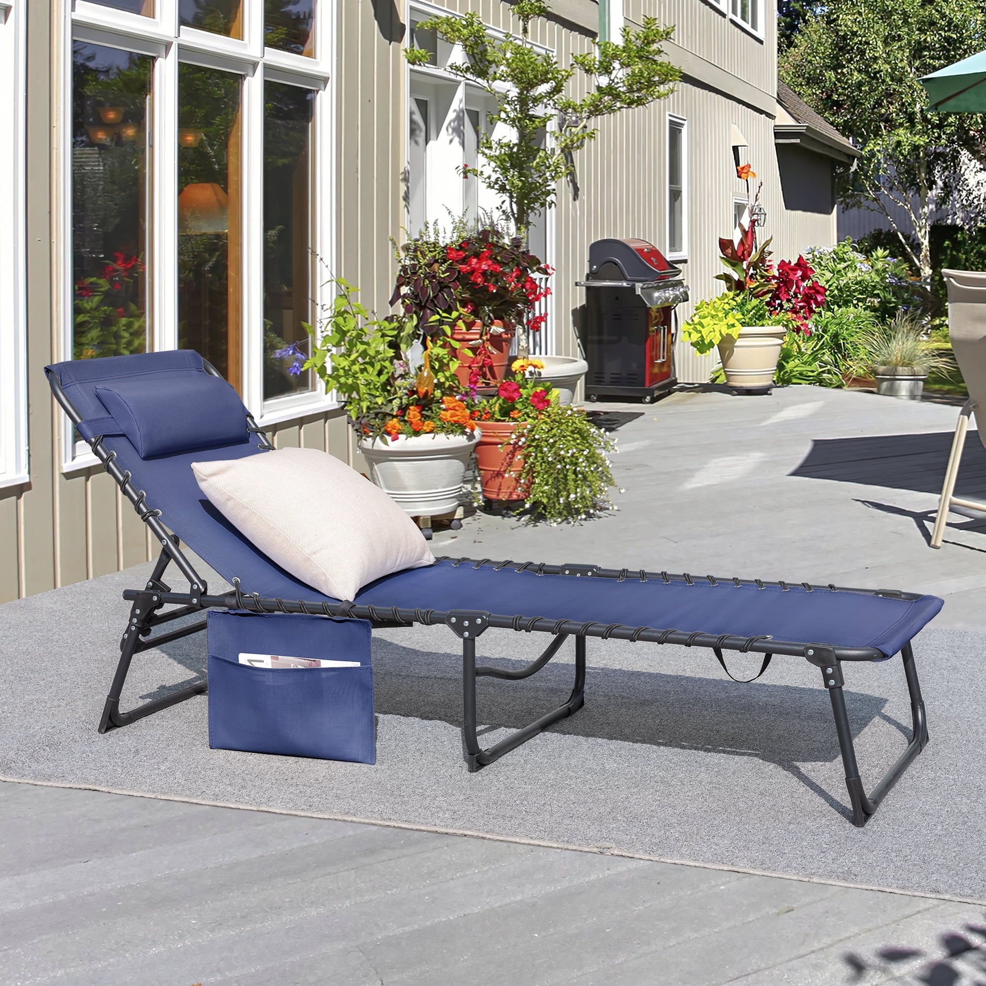 Homall Outdoor Lounge Chair Foldable Chair Adjustable Height Patio Lounge Chair,Suitable for Beach,Lawn and Pool