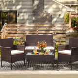 Homall 4 Pieces Outdoor Patio Furniture Sets Rattan Chair Wicker Set for Backyard Porch Garden Poolside Balcony