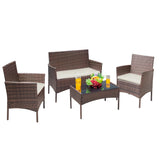 Homall 4 Pieces Outdoor Patio Furniture Sets Rattan Chair Wicker Set for Backyard Porch Garden Poolside Balcony