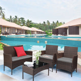 Homall 4 Pieces Outdoor Patio Furniture Sets Rattan Chair Wicker Set for Backyard Porch Garden Poolside Balcony