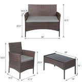 Homall 4 Pieces Outdoor Patio Furniture Sets Rattan Chair Wicker Set for Backyard Porch Garden Poolside Balcony