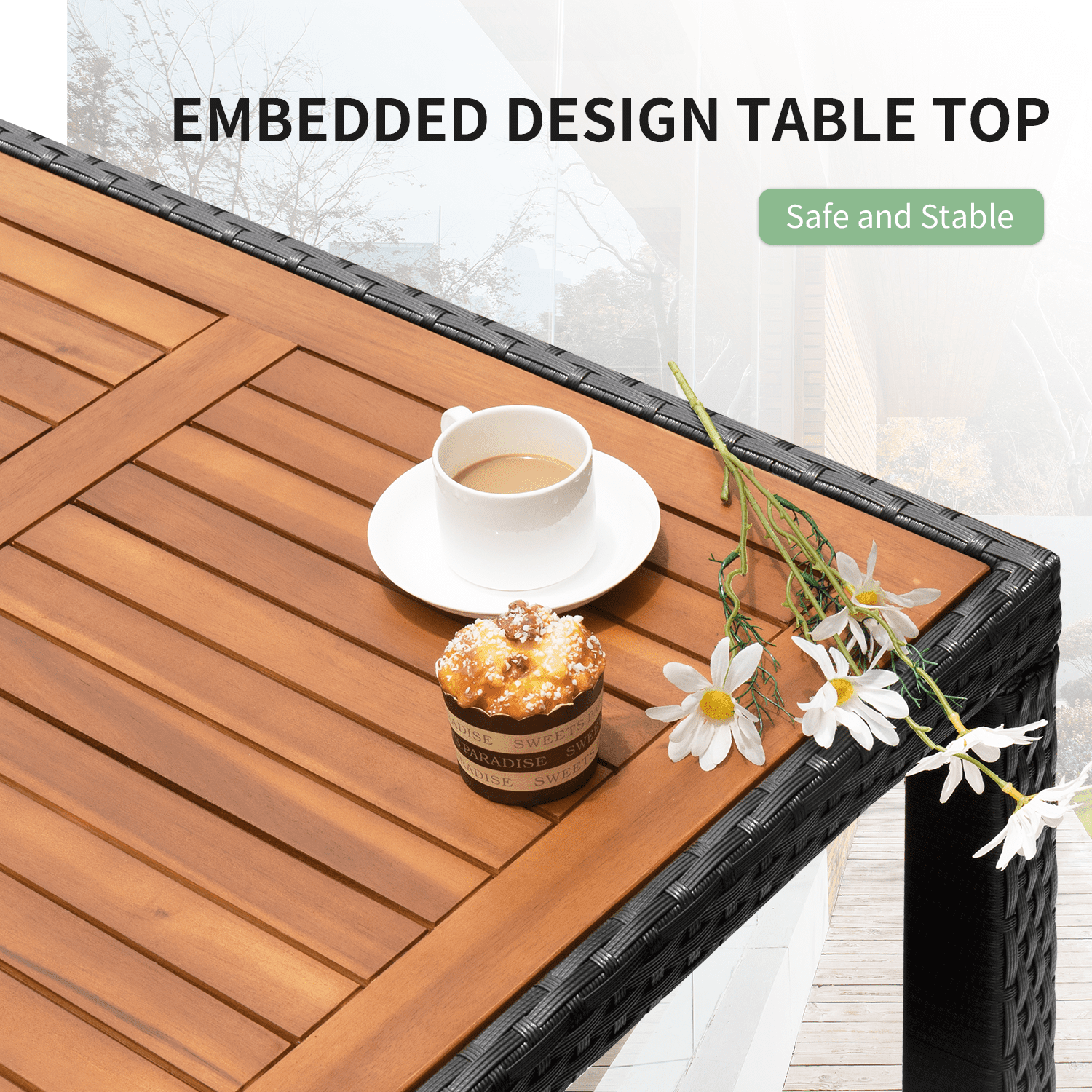 Homall 7 Pieces Outdoor Patio Dining Set with PE Rattan