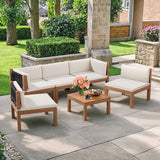 Homall Pieces Patio Conversation Set Acacia Wood Outdoor Furniture Set
