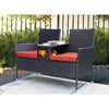 LACOO Outdoor Patio Loveseat Modern Wicker Patio Conversation Furniture Set with Cushions and Built-in Coffee Table Porch Furniture for Garden Lawn Backyard