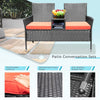 LACOO Outdoor Patio Loveseat Modern Wicker Patio Conversation Furniture Set with Cushions and Built-in Coffee Table Porch Furniture for Garden Lawn Backyard