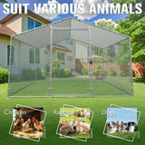 Homall Metal Chicken Coop with Waterproof Cover for Backyard and Farm, Poultry Cage with Denser Net Hole for Hens, Rabbits Dogs