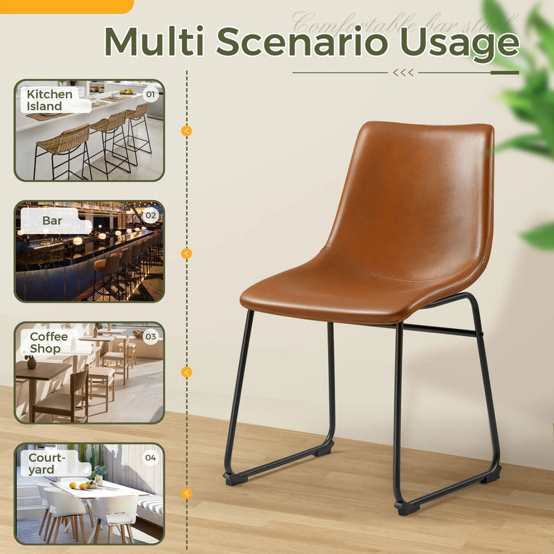 Homall Barstools Low Height PU Leather Counter Bar Stool With Back and Footrest Set of 2