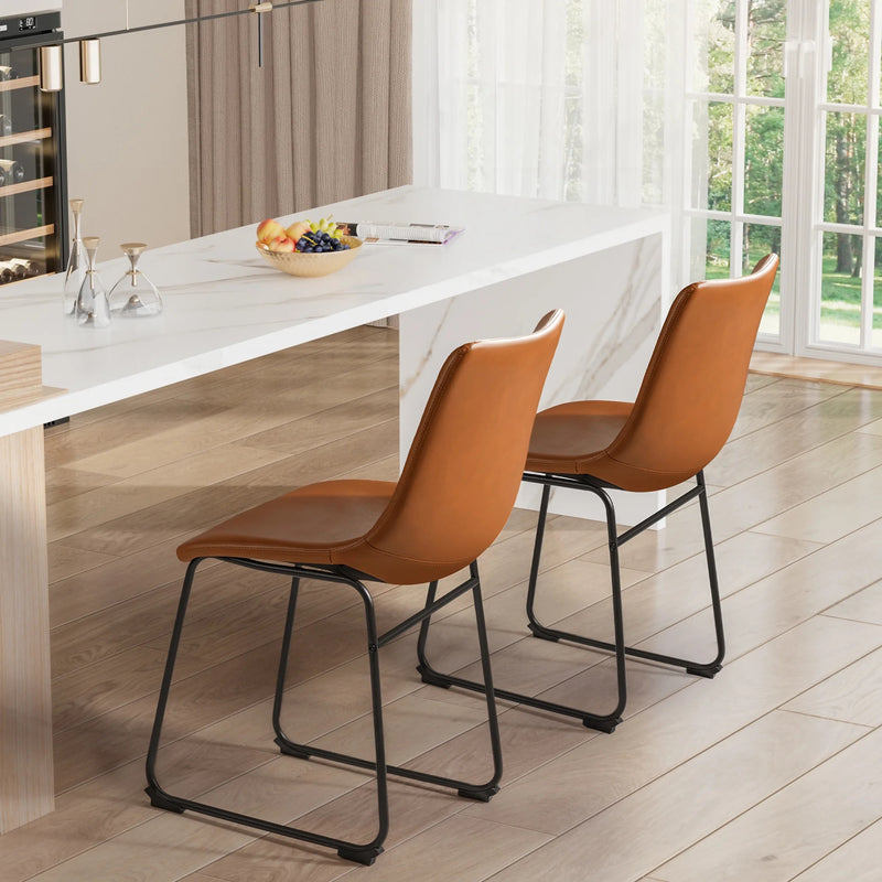Homall Barstools Low Height PU Leather Counter Bar Stool With Back and Footrest Set of 2