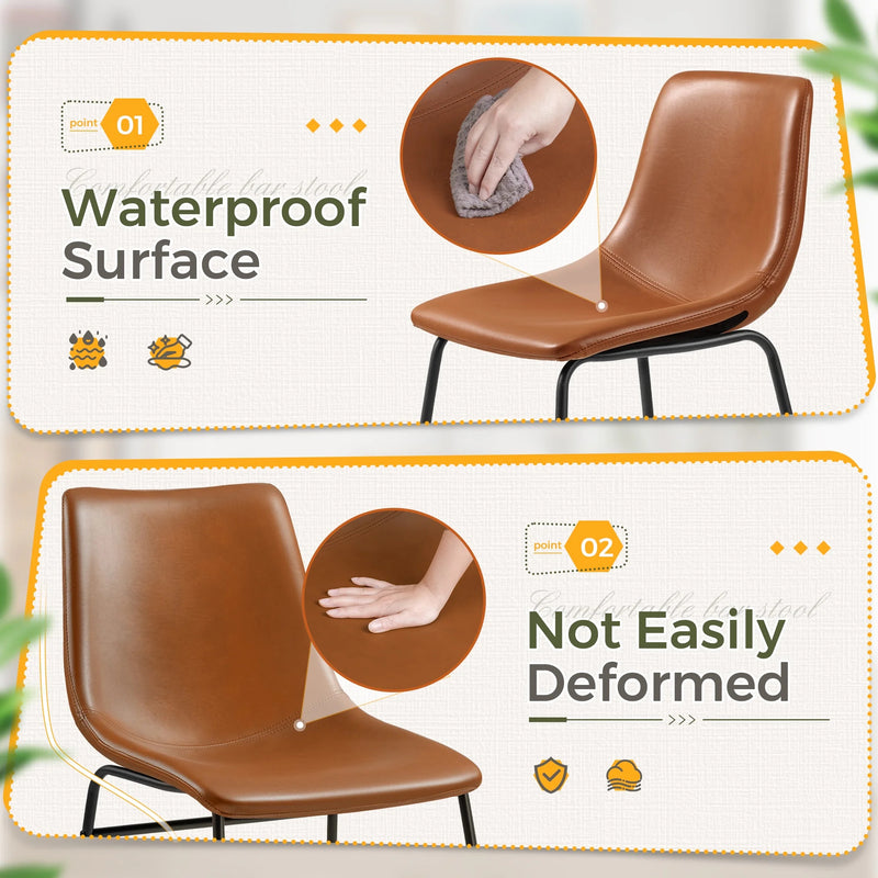 Homall Barstools Middle Height PU Leather Counter Bar Stool With Back and Footrest Set of 2