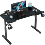 Homall Height Adjustable Gaming Desk T-Shaped Office Desk with Mouse Pad, Cup Holder, and Headphone Hooks