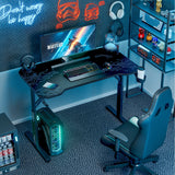 Homall Height Adjustable Gaming Desk T-Shaped Office Desk with Mouse Pad, Cup Holder, and Headphone Hooks