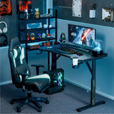 Homall Height Adjustable Gaming Desk T-Shaped Office Desk with Mouse Pad, Cup Holder, and Headphone Hooks