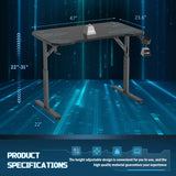 Homall Height Adjustable Gaming Desk T-Shaped Office Desk with Mouse Pad, Cup Holder, and Headphone Hooks