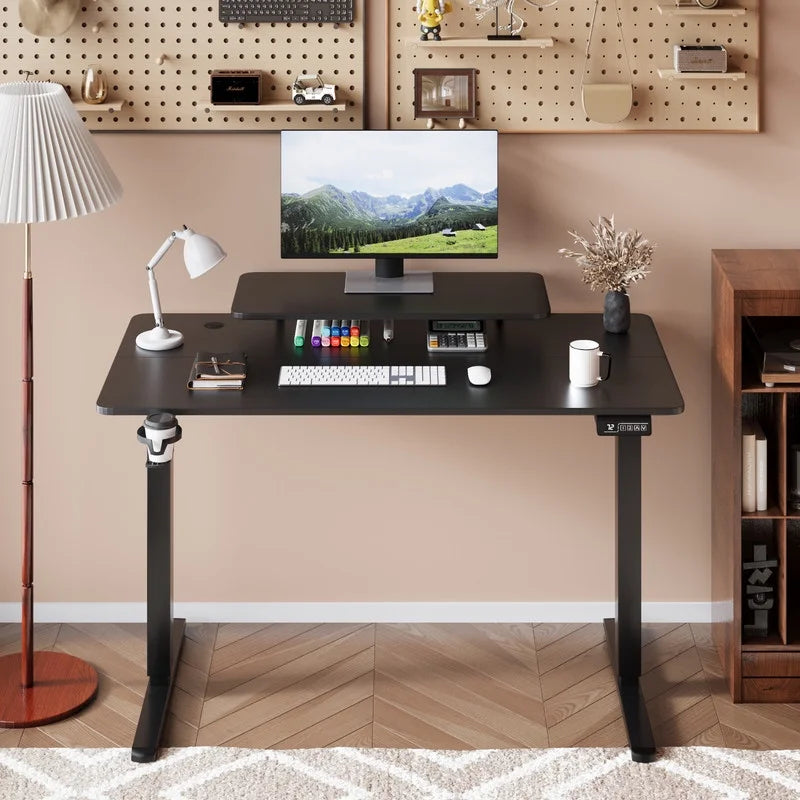 Homall  Electric Height Adjustable Standing Desk with Monitor Stand Lifting Range 28~46" Stand Up Office Desk for Home Office