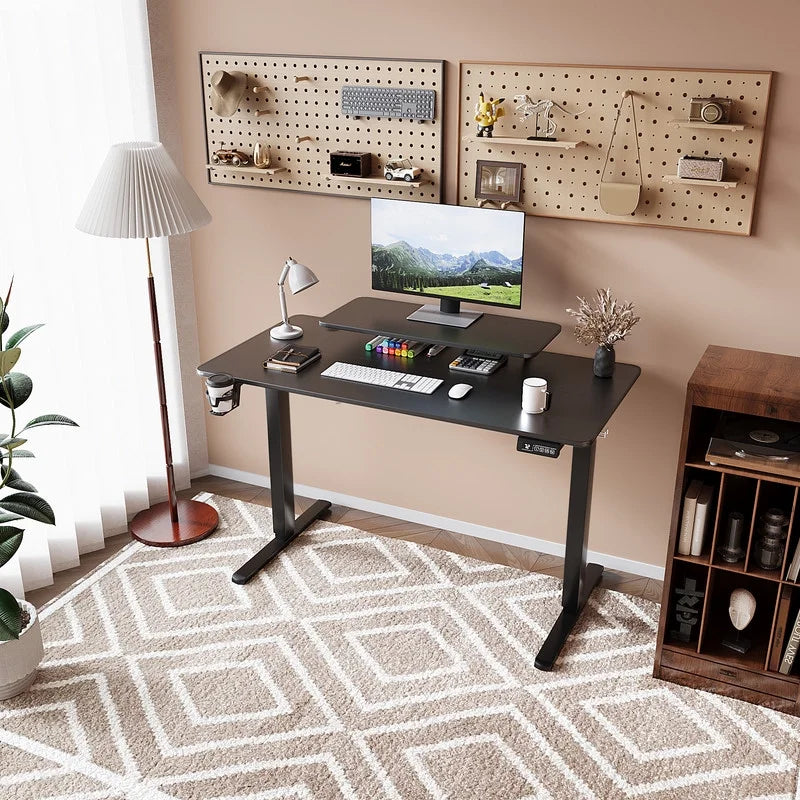 Homall  Electric Height Adjustable Standing Desk with Monitor Stand Lifting Range 28~46" Stand Up Office Desk for Home Office