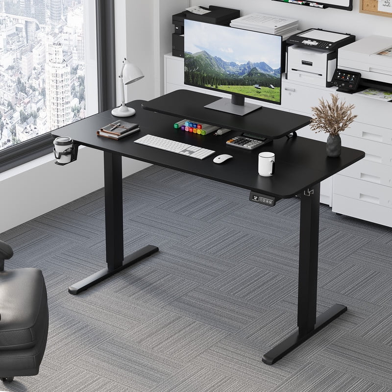 Homall  Electric Height Adjustable Standing Desk with Monitor Stand Lifting Range 28~46" Stand Up Office Desk for Home Office