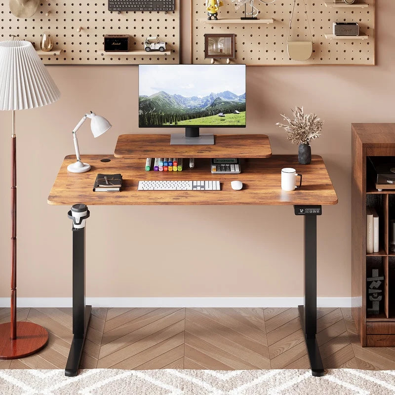 Homall  Electric Height Adjustable Standing Desk with Monitor Stand Lifting Range 28~46" Stand Up Office Desk for Home Office