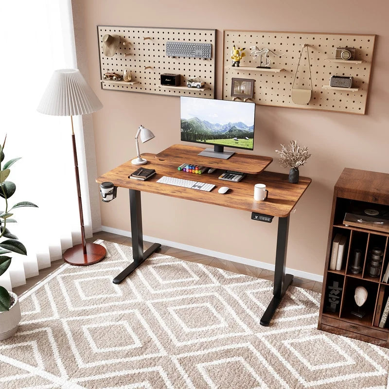 Homall Electric Height Adjustable Standing Desk with Monitor Stand Lifting Range 28~46" Stand Up Office Desk for Home Office