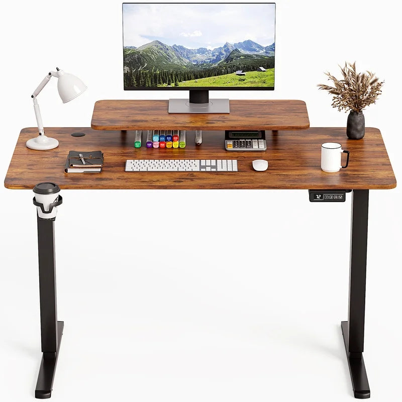 Homall  Electric Height Adjustable Standing Desk with Monitor Stand Lifting Range 28~46" Stand Up Office Desk for Home Office