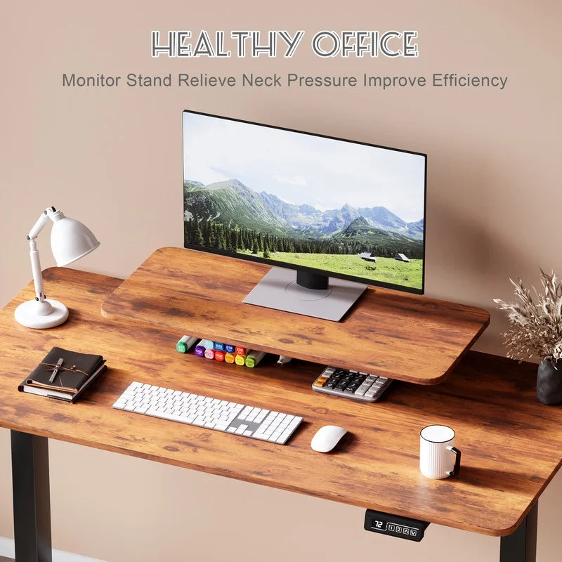 Homall  Electric Height Adjustable Standing Desk with Monitor Stand Lifting Range 28~46" Stand Up Office Desk for Home Office