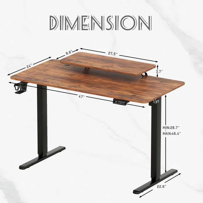 Homall  Electric Height Adjustable Standing Desk with Monitor Stand Lifting Range 28~46" Stand Up Office Desk for Home Office