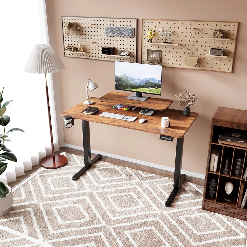 Homall  Electric Height Adjustable Standing Desk with Monitor Stand Lifting Range 28~46" Stand Up Office Desk for Home Office