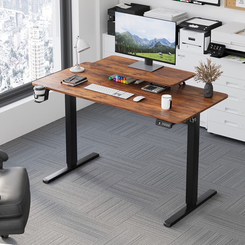 Homall  Electric Height Adjustable Standing Desk with Monitor Stand Lifting Range 28~46" Stand Up Office Desk for Home Office
