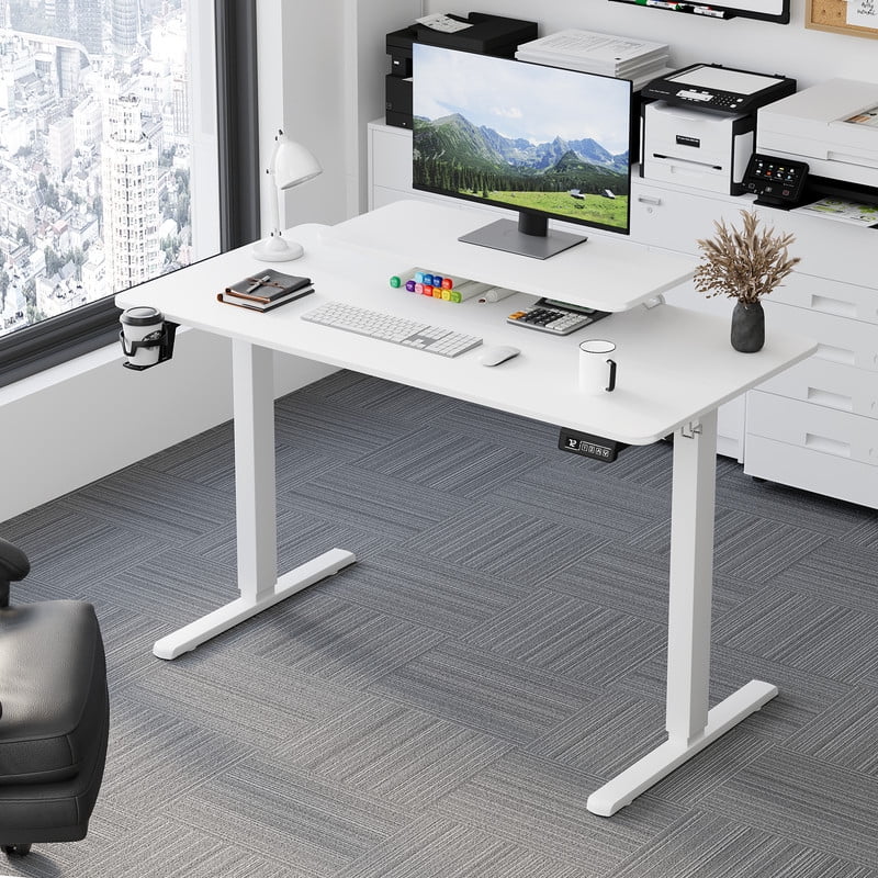 Homall  Electric Height Adjustable Standing Desk with Monitor Stand Lifting Range 28~46" Stand Up Office Desk for Home Office