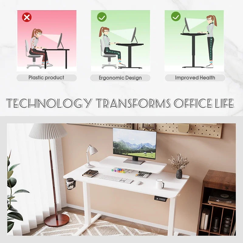 Homall  Electric Height Adjustable Standing Desk with Monitor Stand Lifting Range 28~46" Stand Up Office Desk for Home Office
