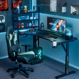 Homall Height Adjustable Gaming Desk T-Shaped Office Desk with Mouse Pad, Cup Holder, and Headphone Hooks