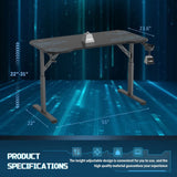 Homall Height Adjustable Gaming Desk T-Shaped Office Desk with Mouse Pad, Cup Holder, and Headphone Hooks