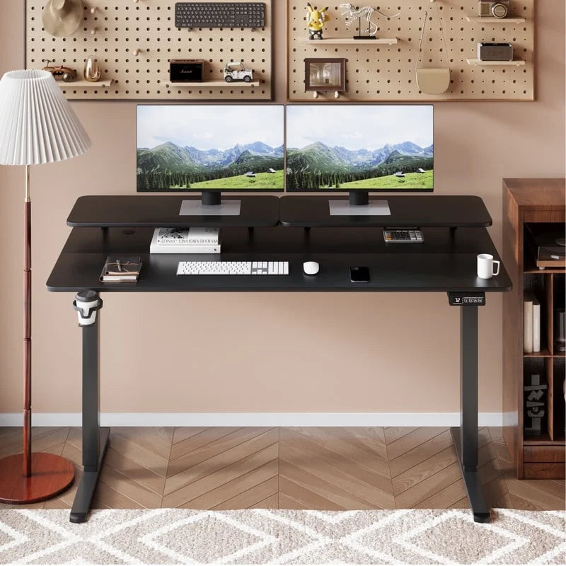 Homall  Electric Height Adjustable Standing Desk with Monitor Stand Lifting Range 28~46" Stand Up Office Desk for Home Office