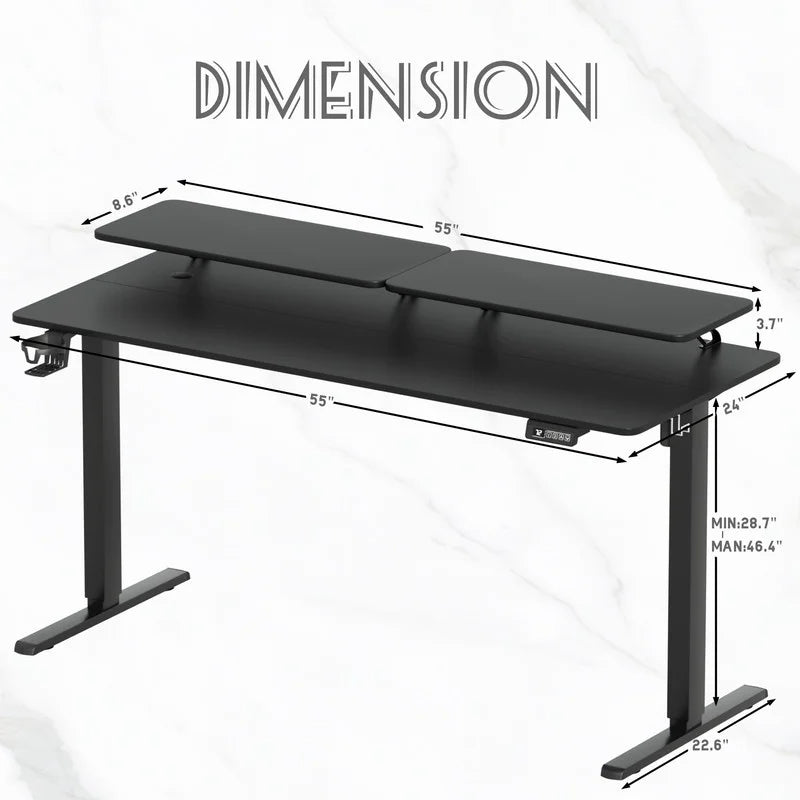 Homall  Electric Height Adjustable Standing Desk with Monitor Stand Lifting Range 28~46" Stand Up Office Desk for Home Office