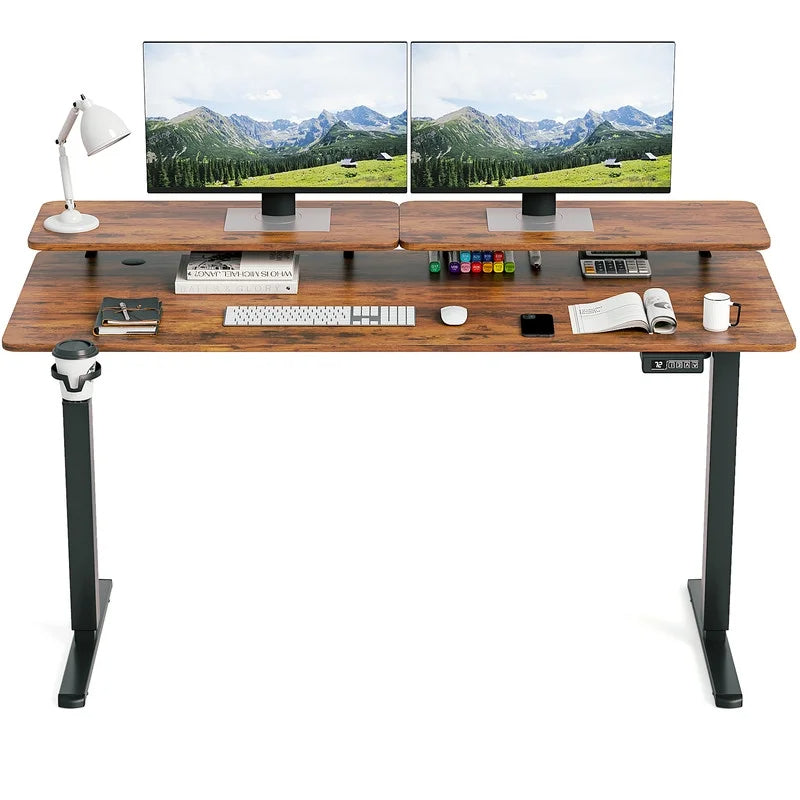 Homall  Electric Height Adjustable Standing Desk with Monitor Stand Lifting Range 28~46" Stand Up Office Desk for Home Office