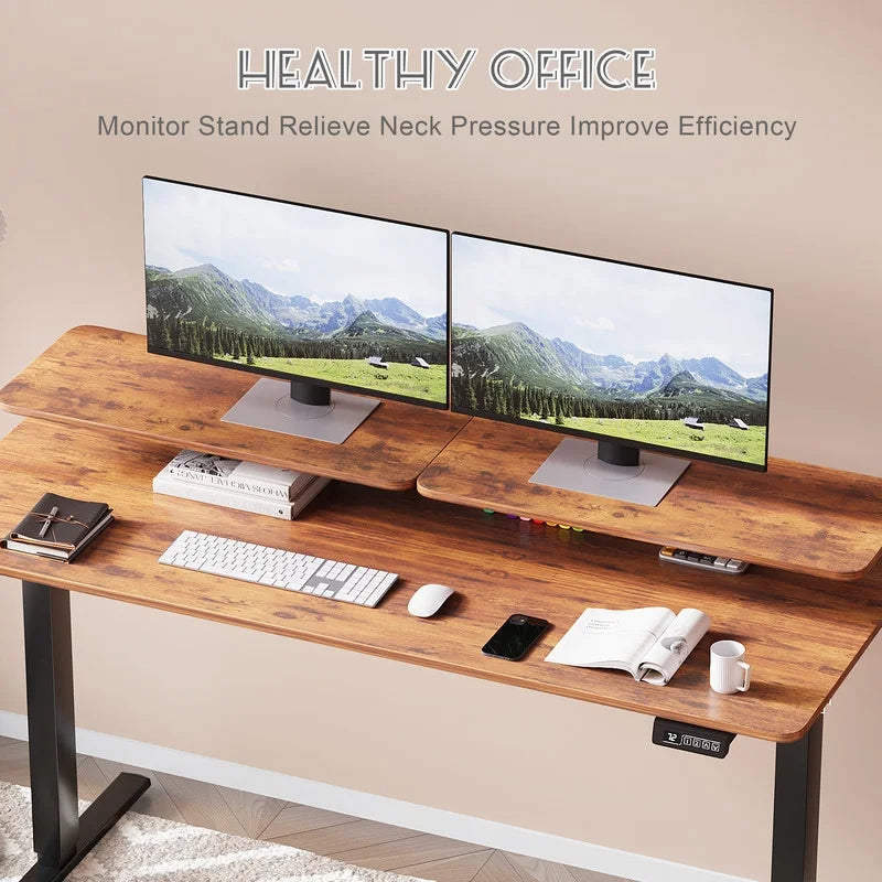 Homall  Electric Height Adjustable Standing Desk with Monitor Stand Lifting Range 28~46" Stand Up Office Desk for Home Office