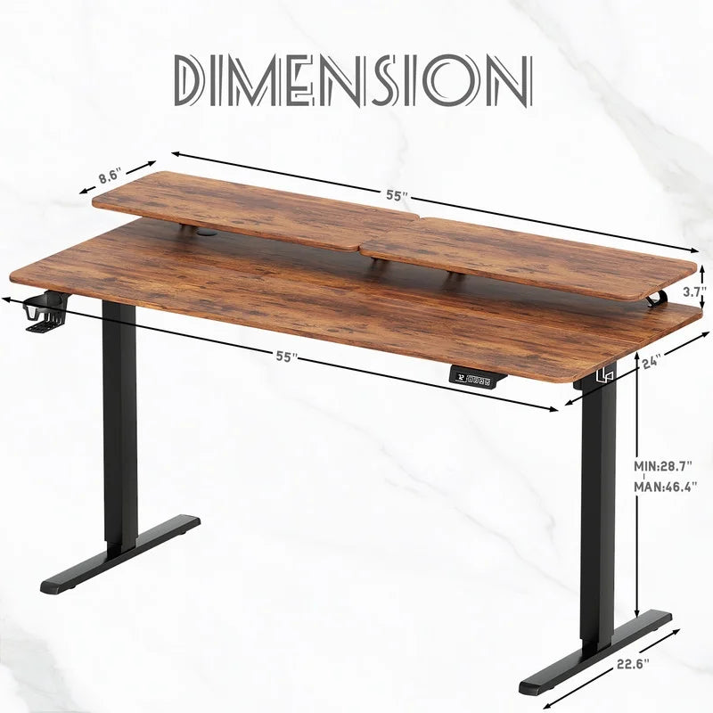 Homall  Electric Height Adjustable Standing Desk with Monitor Stand Lifting Range 28~46" Stand Up Office Desk for Home Office