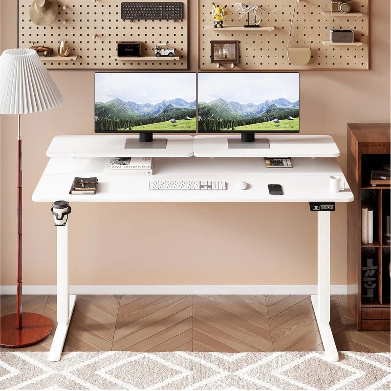 Homall  Electric Height Adjustable Standing Desk with Monitor Stand Lifting Range 28~46" Stand Up Office Desk for Home Office
