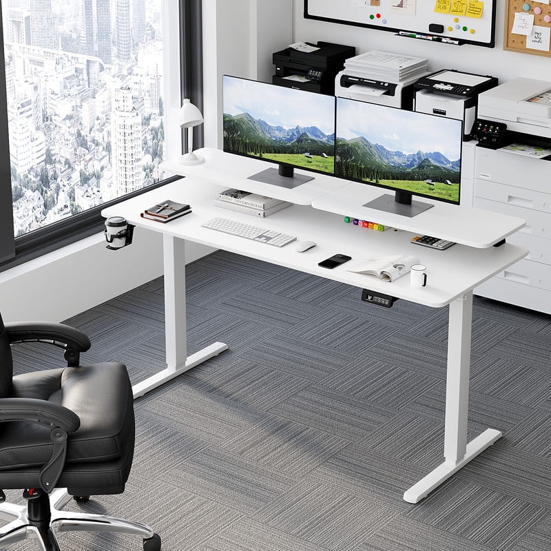 Homall  Electric Height Adjustable Standing Desk with Monitor Stand Lifting Range 28~46" Stand Up Office Desk for Home Office