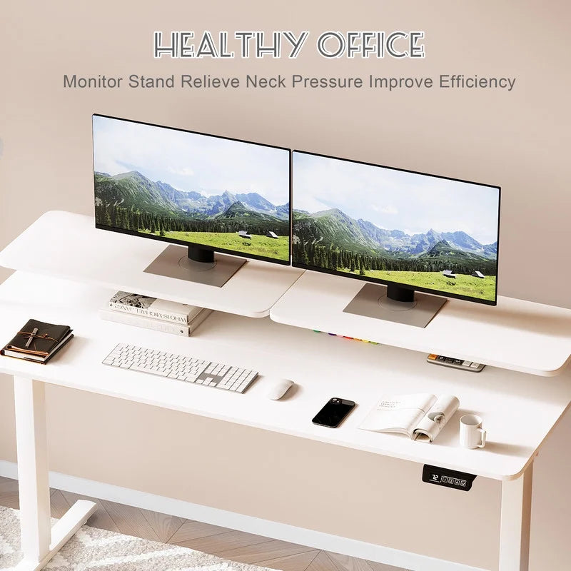 Homall  Electric Height Adjustable Standing Desk with Monitor Stand Lifting Range 28~46" Stand Up Office Desk for Home Office
