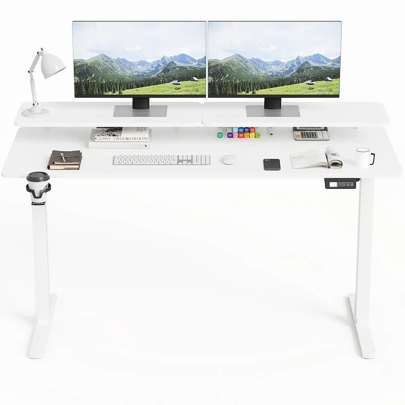 Homall Electric Height Adjustable Standing Desk with Monitor Stand Lifting Range 28~46" Stand Up Office Desk for Home Office