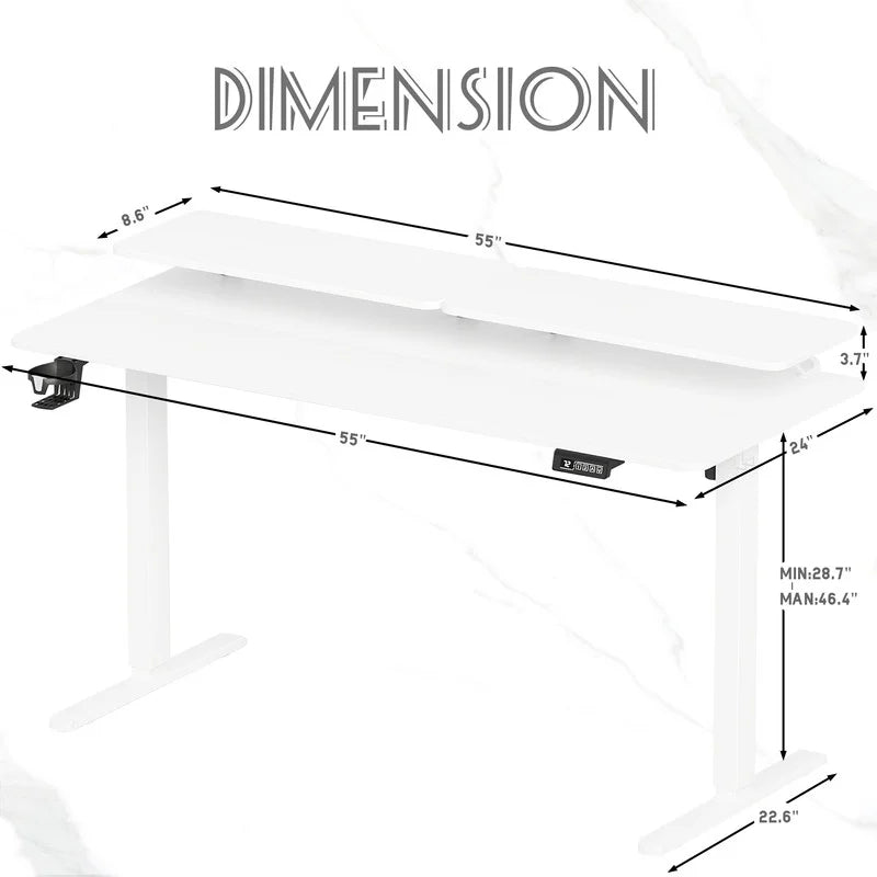Homall  Electric Height Adjustable Standing Desk with Monitor Stand Lifting Range 28~46" Stand Up Office Desk for Home Office