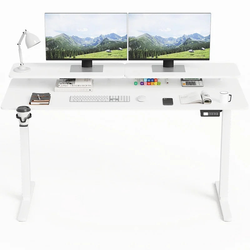 Homall  Electric Height Adjustable Standing Desk with Monitor Stand Lifting Range 28~46" Stand Up Office Desk for Home Office